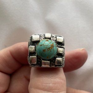 Dian Malouf Sterling and Turquoise Ring